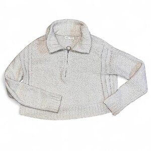 Aeropostale Cream Knit Quarter Zip Top